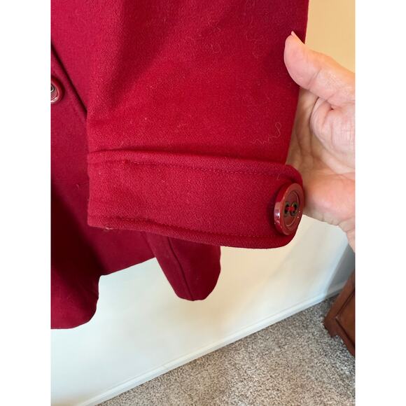 Anthropologie Tulle womens red wool blend button up collared pea coat Medium - Picture 4 of 10